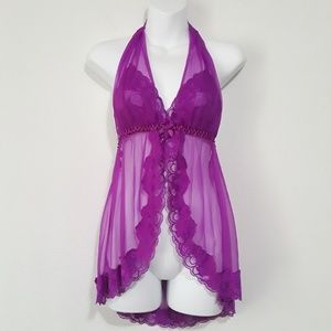 Fredrick's Of Hollywood Lace Trimmed BabydollSlipM